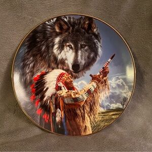 ‘Summoning of the Wolf Spirit’ Native American Plate Franklin Mint Collection